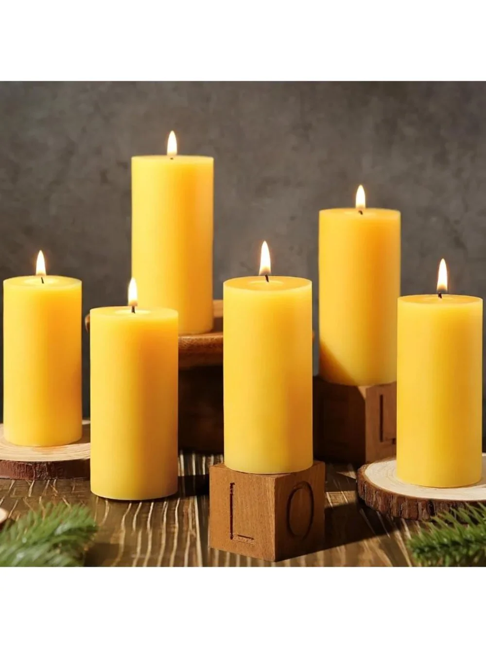 12 Pack Natural Beeswax Pillar Candles - Non-Toxic, 2x4 Inch Eco-Friendly Decor